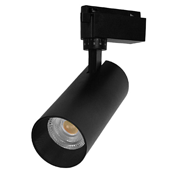 Einphasige Bridgelux COB-LED-Schienenstrahlerbeleuchtung in Schwarz, 20 W, 230 V, 2400 lm, 30 ° warmweiß, 3000 K