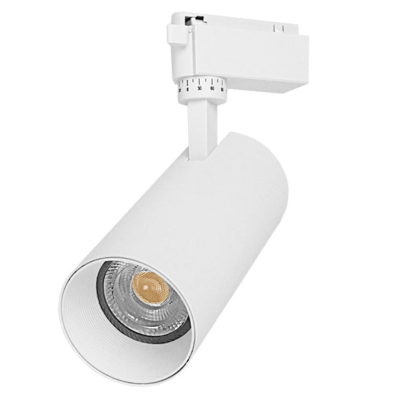 Einphasiger Bridgelux COB LED-Schienenstrahler, weiß, 30 W, 230 V, 3600 lm, 30 ° warmweiß, 3000 K