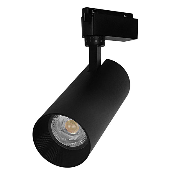 Einphasige Bridgelux COB LED-Schienenstrahlerbeleuchtung in Schwarz, 30 W, 230 V, 3600 lm, 30 ° warmweiß, 3000 K