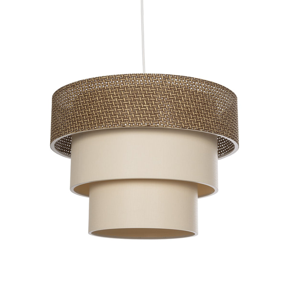 GLOBOSTAR® LEVEL 203-0172 Μοντέρνο Κρεμαστό Φωτιστικό Οροφής με Ντουί 1 x E27 AC 220-240V IP20 - Καφέ & Μπεζ - Μ38 x Π38 x Υ30cm