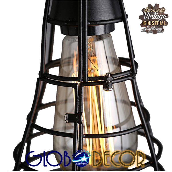 GLOBOSTAR® DROPS 01059 Vintage Hängeleuchte mit 6 x E27 Fassung AC 220-240V IP20 - Schwarz - 120cm