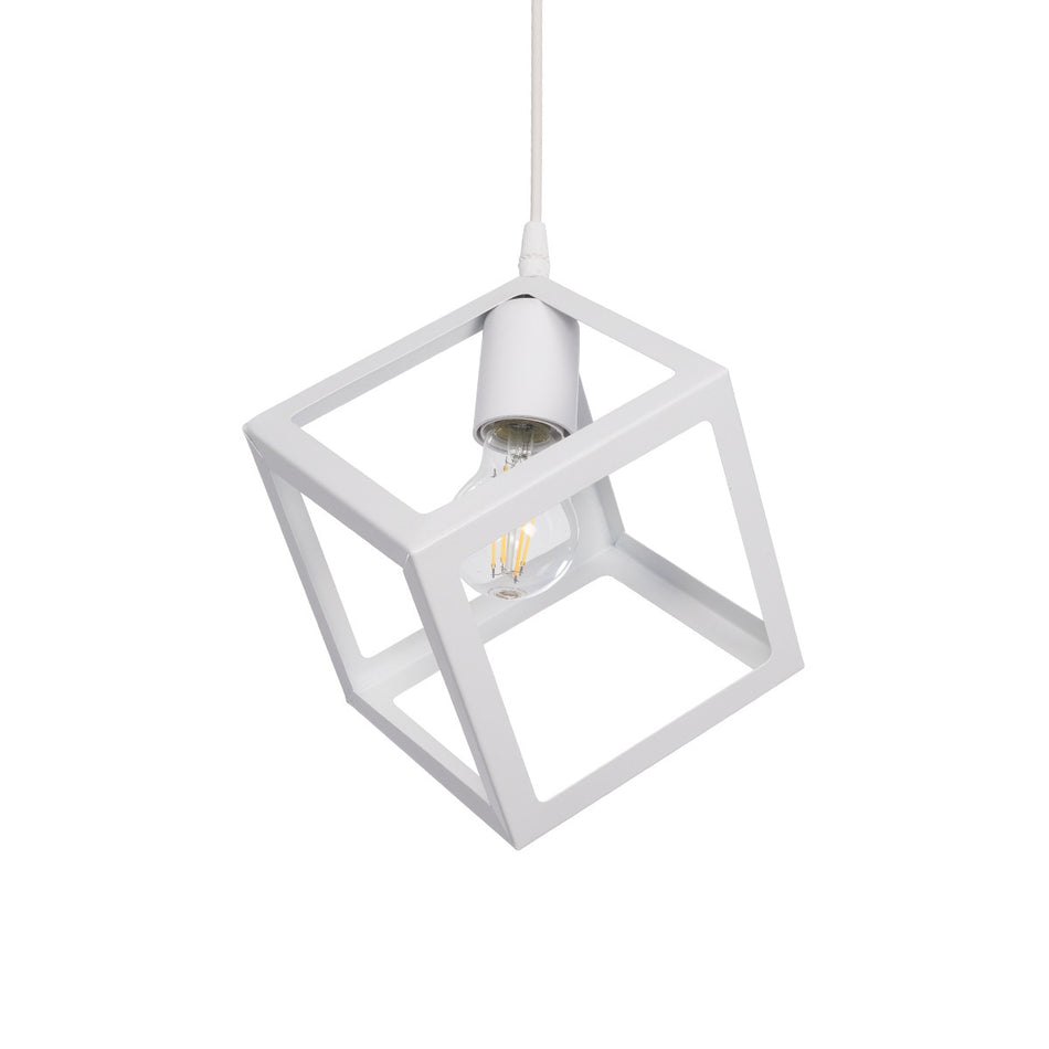 GLOBOSTAR® DISE 201-0052 Μοντέρνο Κρεμαστό Φωτιστικό Οροφής με Ντουί 1 x E27 AC 220-240V IP20 - Λευκό - Μ28 x Π28 x Υ31cm