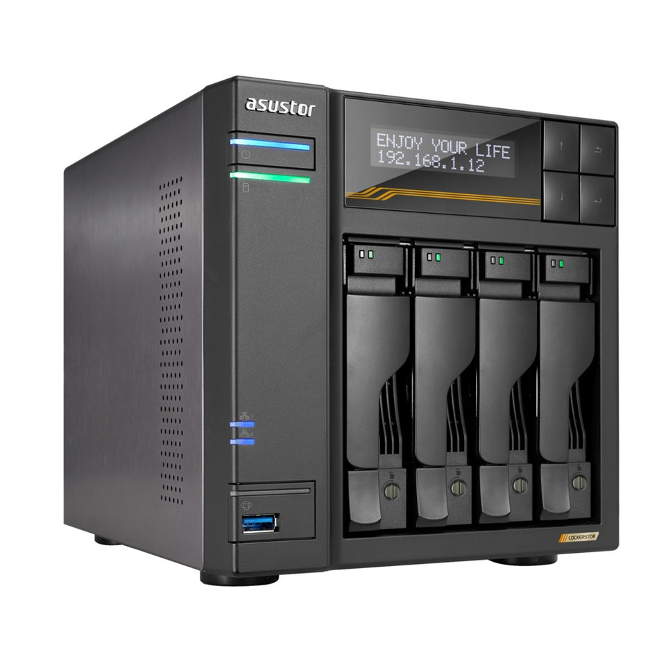 ASUSTOR NAS LOCKERSTOR 4 Gen3 AS6804T 4-BAY 3,5''/4x M.2 NVMe slots/AMD Ryzen Quad-Core/16GB DDR5/2x 10 GbE, 2x5GbE Port