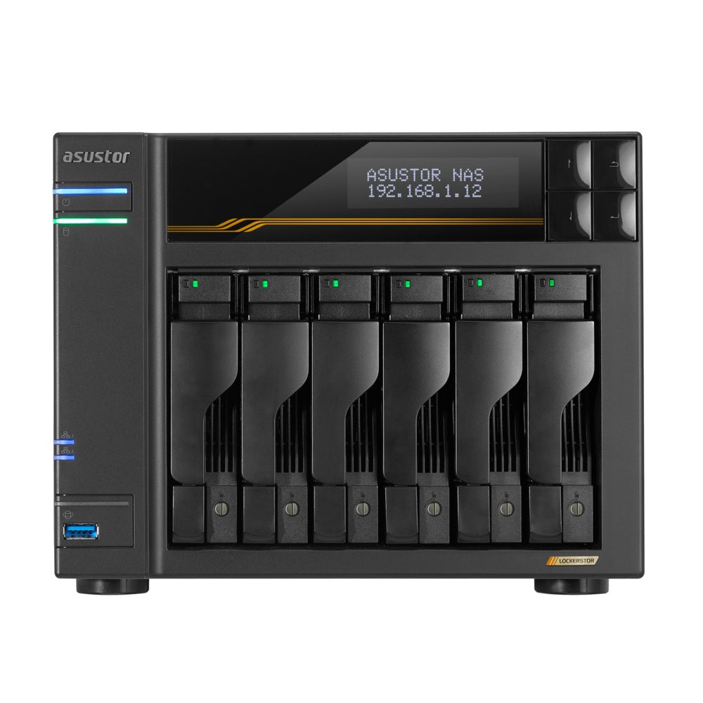ASUSTOR NAS LOCKERSTOR 6 Gen3 AS6806T 6-BAY 3,5''/4x M.2 NVMe slots/AMD Ryzen Quad-Core/16GB DDR5/2x 10 GbE, 2x5GbE Port