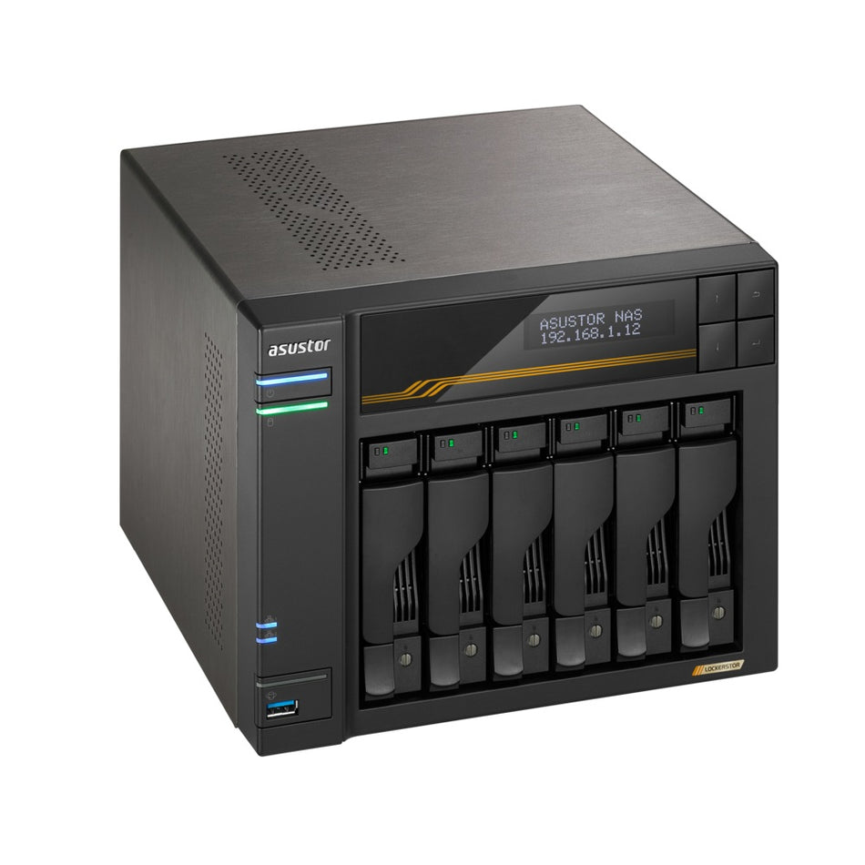 ASUSTOR NAS LOCKERSTOR 6 Gen3 AS6806T 6-BAY 3,5''/4x M.2 NVMe slots/AMD Ryzen Quad-Core/16GB DDR5/2x 10 GbE, 2x5GbE Port