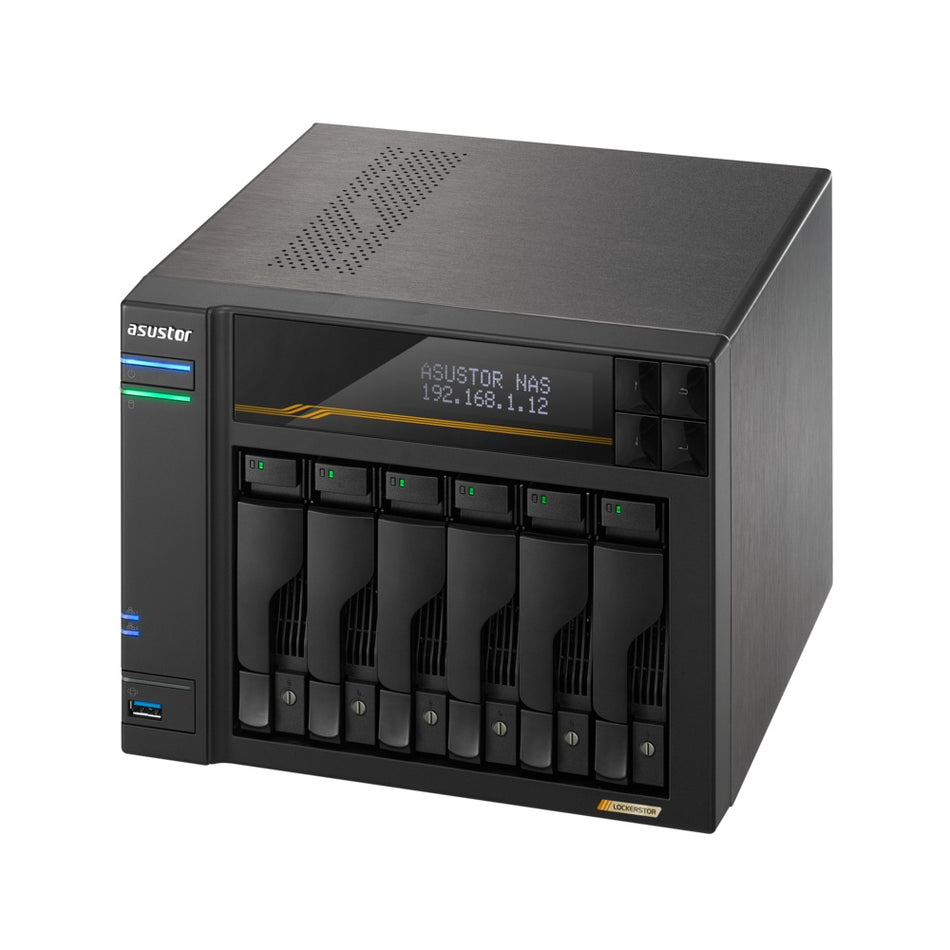 ASUSTOR NAS LOCKERSTOR 6 Gen3 AS6806T 6-BAY 3,5''/4x M.2 NVMe slots/AMD Ryzen Quad-Core/16GB DDR5/2x 10 GbE, 2x5GbE Port