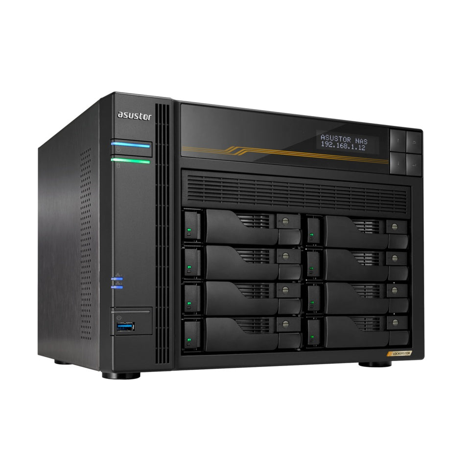 ASUSTOR NAS LOCKERSTOR 8 Gen3 AS6808T 8-BAY 3,5''/4x M.2 NVMe slots/AMD Ryzen Quad-Core/16GB DDR5/2x 10 GbE, 2x5GbE Port