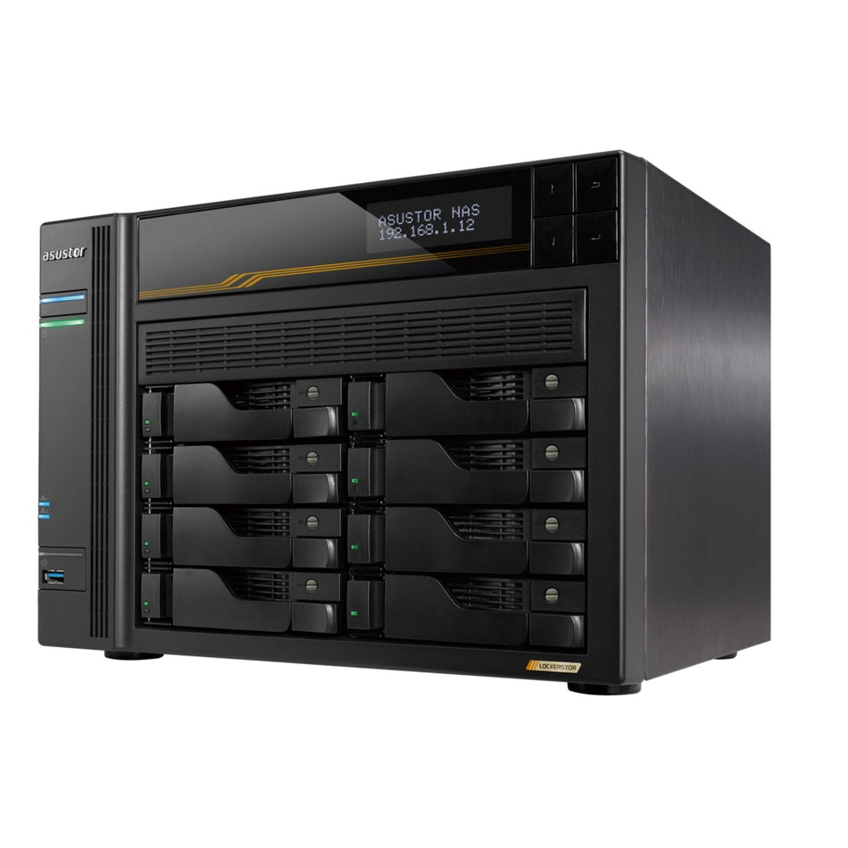 ASUSTOR NAS LOCKERSTOR 8 Gen3 AS6808T 8-BAY 3,5''/4x M.2 NVMe slots/AMD Ryzen Quad-Core/16GB DDR5/2x 10 GbE, 2x5GbE Port