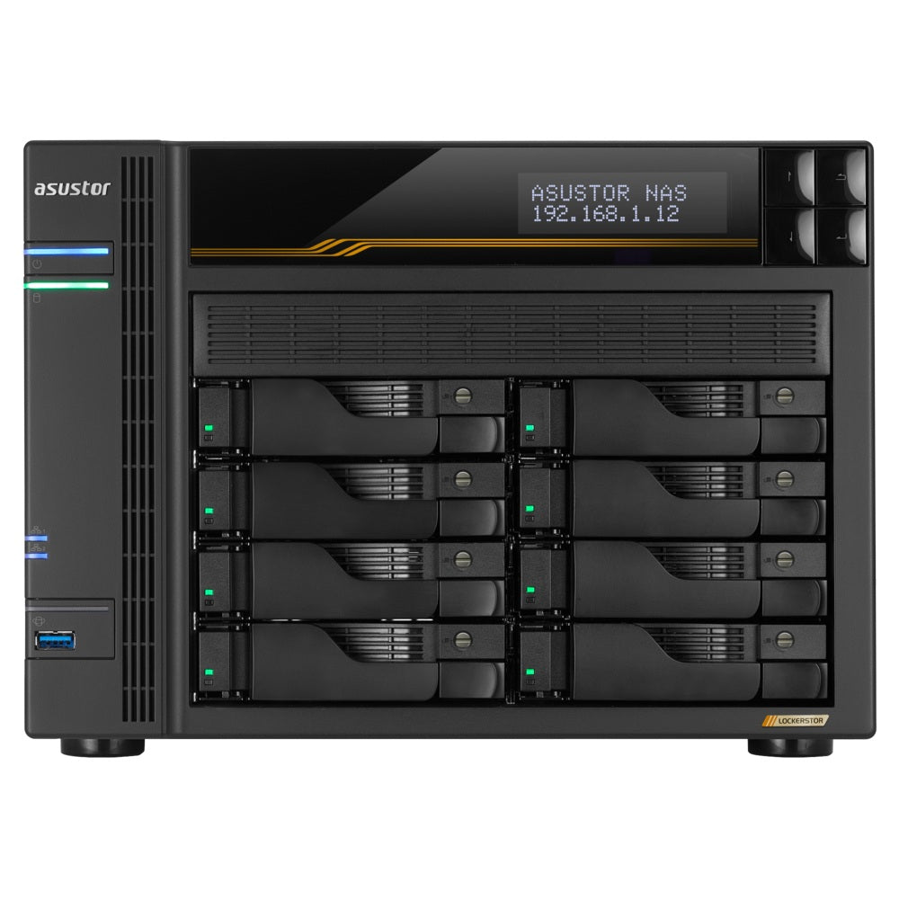 ASUSTOR NAS LOCKERSTOR 8 Gen3 AS6808T 8-BAY 3,5''/4x M.2 NVMe slots/AMD Ryzen Quad-Core/16GB DDR5/2x 10 GbE, 2x5GbE Port