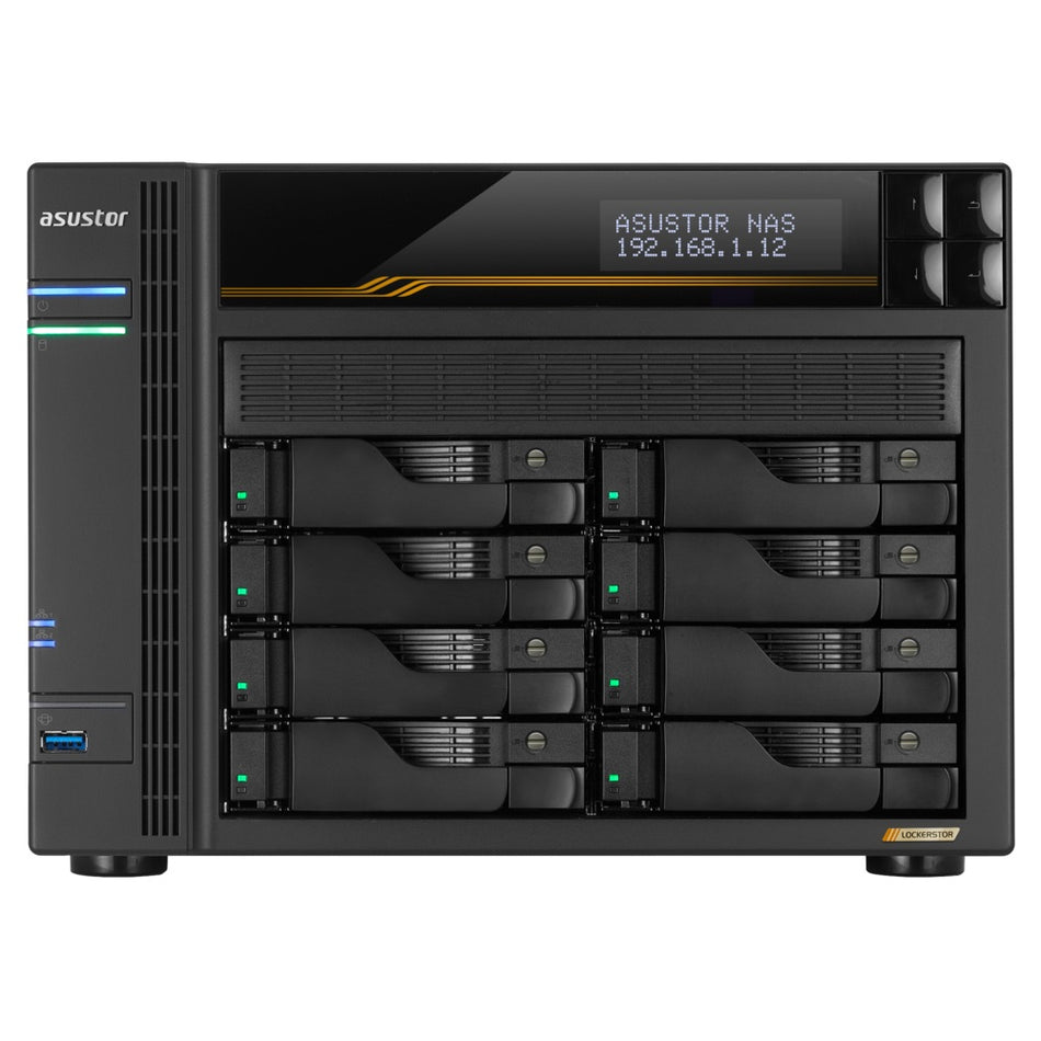 ASUSTOR NAS LOCKERSTOR 8 Gen3 AS6808T 8-BAY 3,5''/4x M.2 NVMe slots/AMD Ryzen Quad-Core/16GB DDR5/2x 10 GbE, 2x5GbE Port