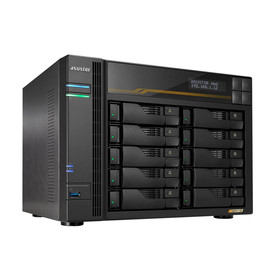 ASUSTOR NAS LOCKERSTOR 10 Gen3 AS6810T 10-BAY 3,5''/4x M.2 NVMe slots/AMD Ryzen Quad-Core/16GB DDR5/2x 10 GbE, 2x5GbE Port