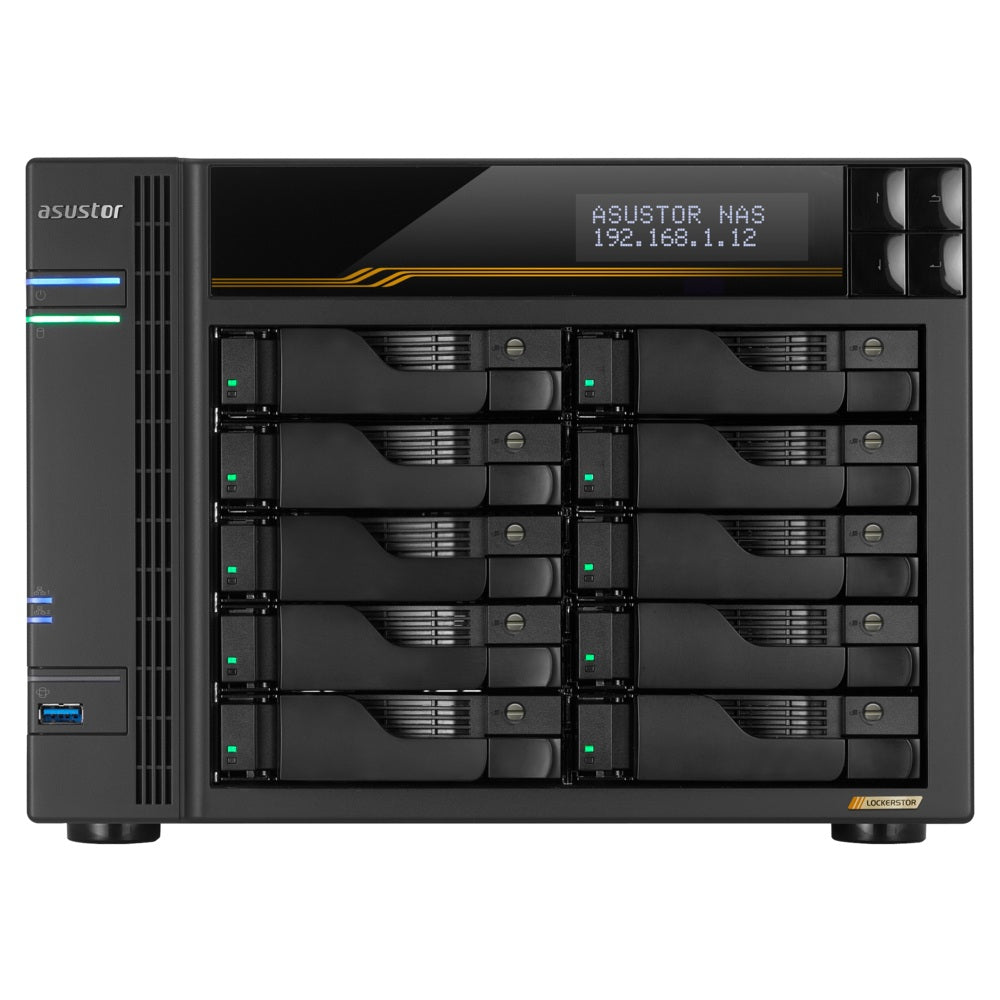 ASUSTOR NAS LOCKERSTOR 10 Gen3 AS6810T 10-BAY 3,5''/4x M.2 NVMe slots/AMD Ryzen Quad-Core/16GB DDR5/2x 10 GbE, 2x5GbE Port