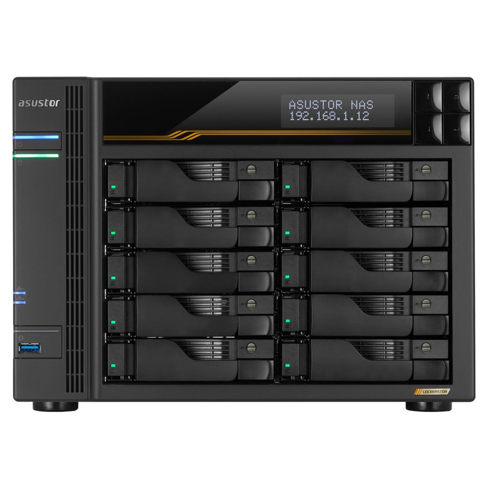 ASUSTOR NAS LOCKERSTOR 10 Gen3 AS6810T 10-BAY 3,5''/4x M.2 NVMe slots/AMD Ryzen Quad-Core/16GB DDR5/2x 10 GbE, 2x5GbE Port
