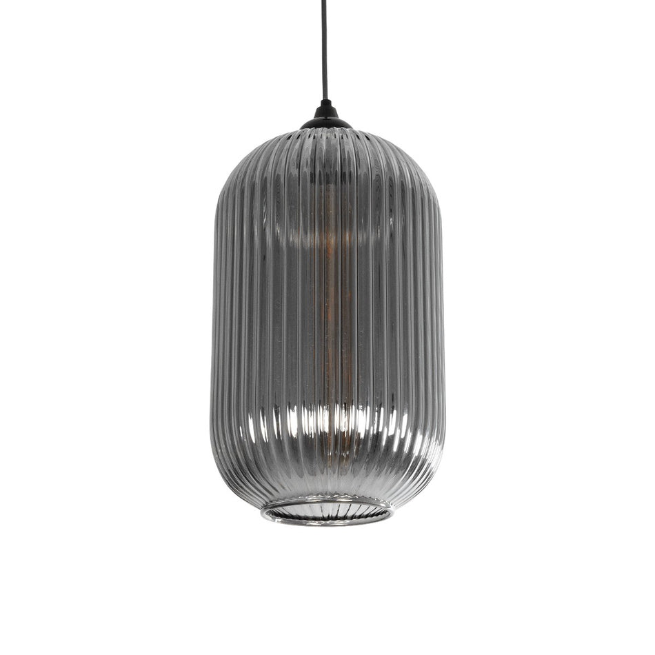 MELONI 206-0018 Μοντέρνο Κρεμαστό Φωτιστικό Οροφής με Ντουί 1 x E27 AC 220-240V IP20 - Μαύρο Φιμέ - Μ20 x Π20 x Υ38cm