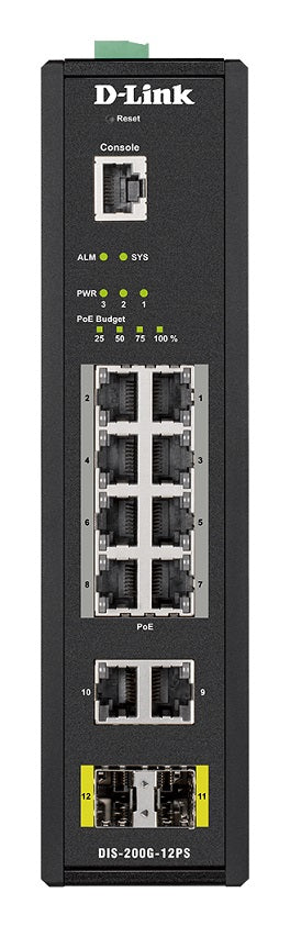 D-LINK DIS-200G-12PS INDUSTRIAL SWITCH  8XGB POE,2xGB,2xSFP
