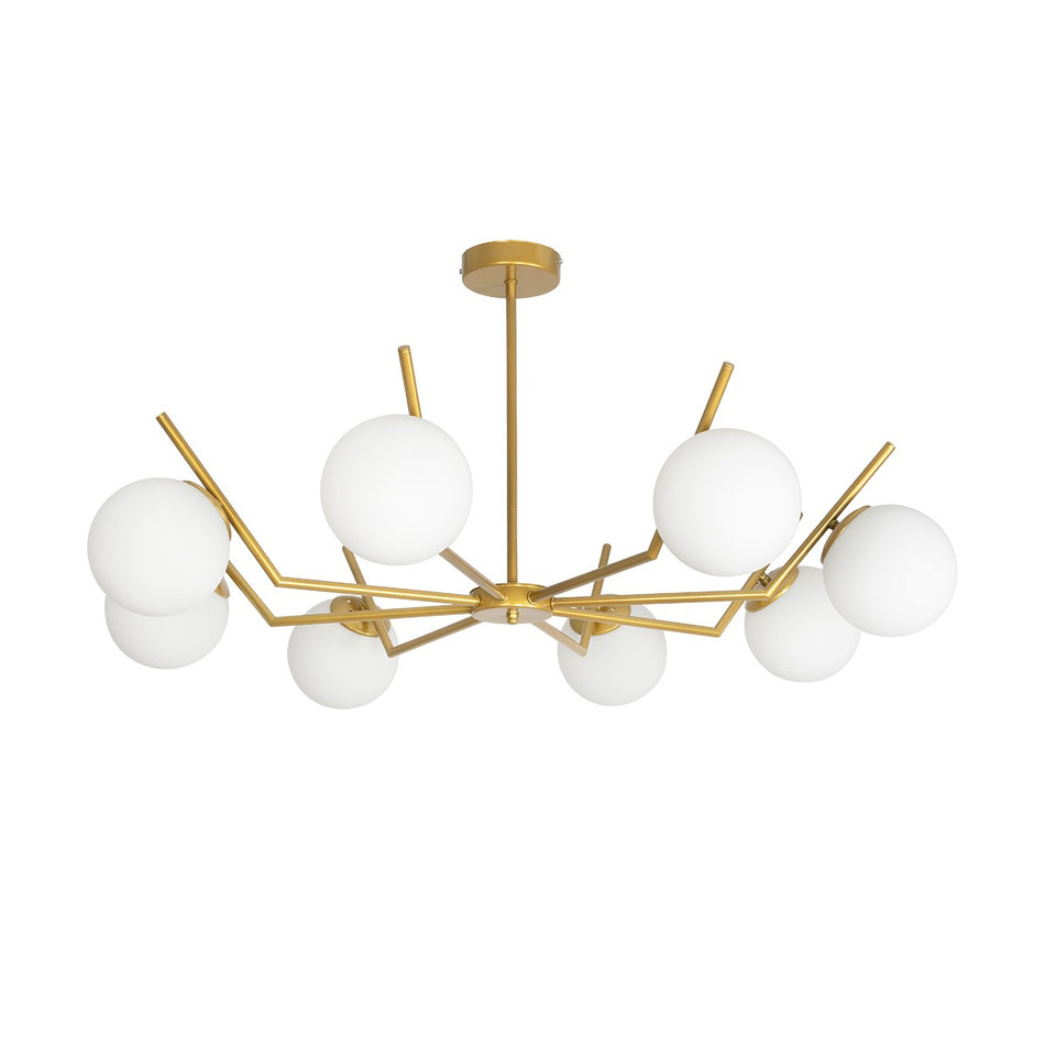 GLOBOSTAR® CANTILIER 201-0076 Vintage Φωτιστικό Οροφής με Ντουί 8 x E27 AC 220-240V IP20 - Λευκό & Χρυσό - Μ105 x Π105 x Υ24cm