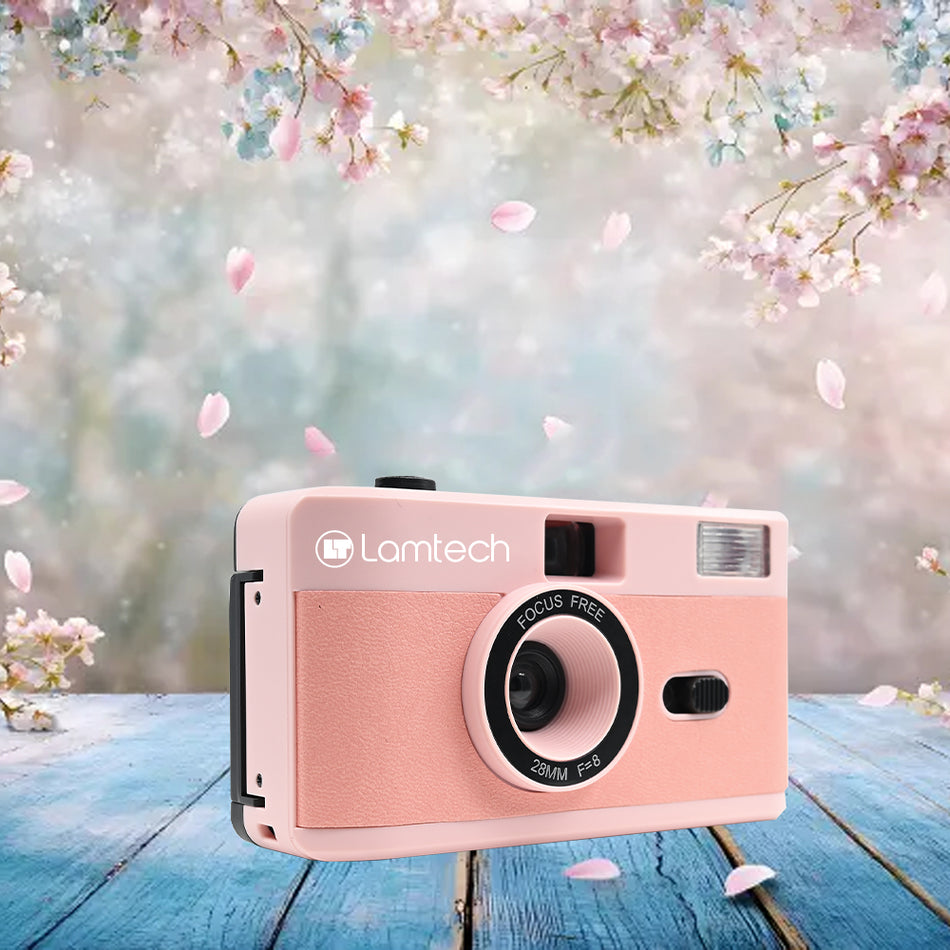 LAMTECH APPAREIL PHOTO ARGENTIQUE RÉUTILISABLE 35MM AVEC FLASH ROSE