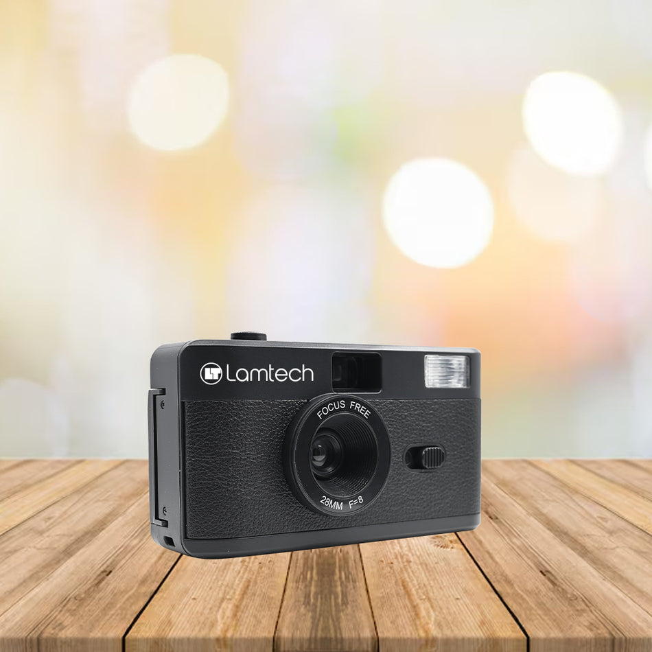 LAMTECH APPAREIL PHOTO ARGENTIQUE RÉUTILISABLE 35MM AVEC FLASH NOIR