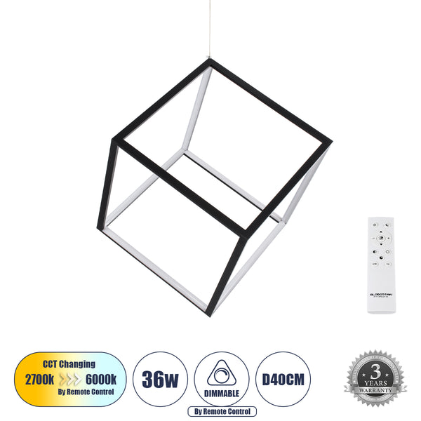 KIBOO 60929 Hänge-Deckenleuchte Design LED CCT 36 W 4150 lm 360° AC 220–240 V – Beleuchtung über All-in-One-Fernbedienung schalten – 3 Jahre Garantie