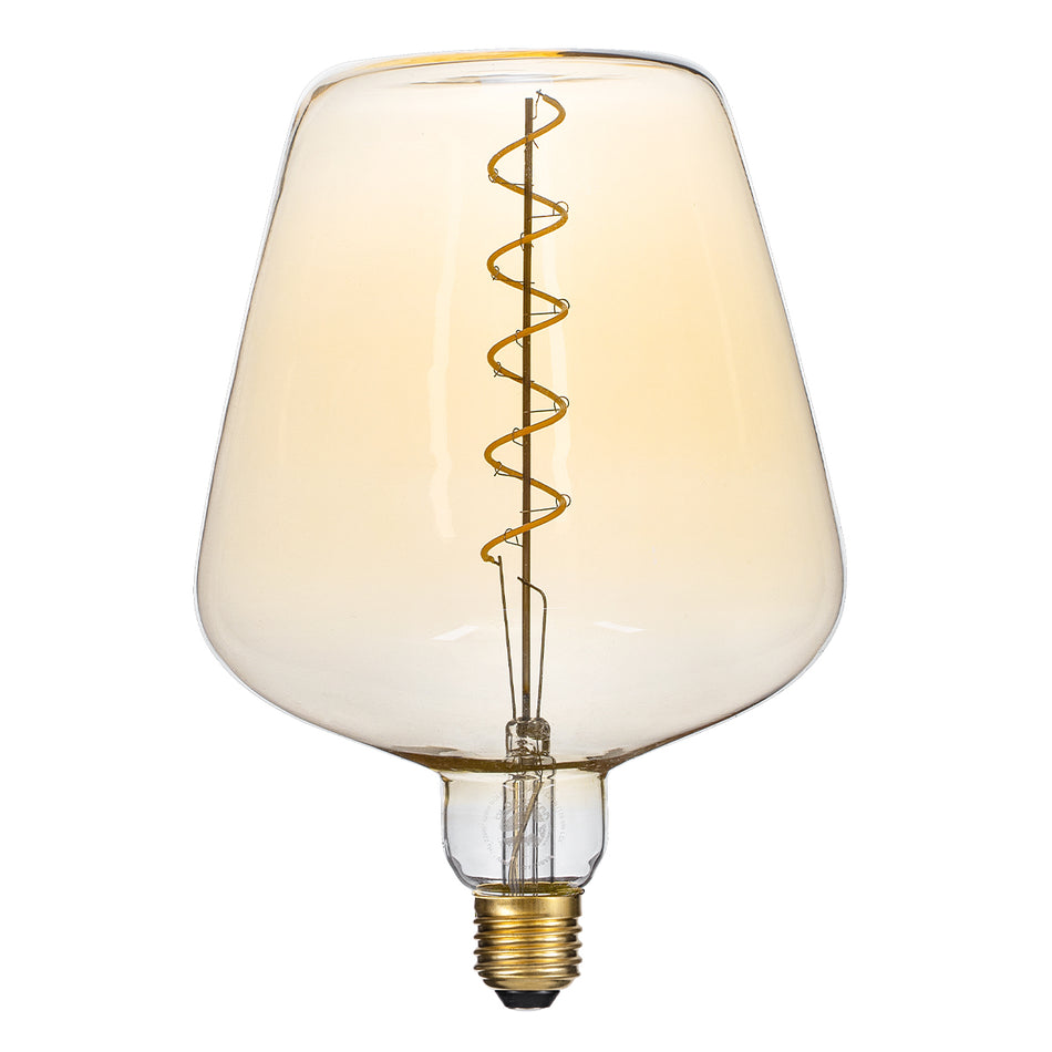 GLOBOSTAR® BRANDY 99025 Λάμπα E27 NT170 LED 6W 420lm 360° AC 220-240V IP20 Ultra Θερμό Λευκό 2200K Dimmable - Soft S Spiral Filament Chip - Μελί - Μ17 x Π17 x Υ23cm - 3 Χρόνια Εγγύηση