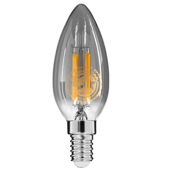 CANDLE 99061 Λάμπα Κεράκι E14 C35 LED 4W 400lm 360°  IP20 Θερμό Λευκό 2700K Dimmable - Filament Chip - Μαύρο Φιμέ - Μ3.5 x Π3.5 x Υ9.8cm - 3 Χρόνια Εγγύηση