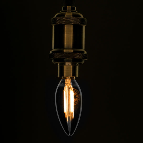 CANDLE 99061 Λάμπα Κεράκι E14 C35 LED 4W 400lm 360°  IP20 Θερμό Λευκό 2700K Dimmable - Filament Chip - Μαύρο Φιμέ - Μ3.5 x Π3.5 x Υ9.8cm - 3 Χρόνια Εγγύηση