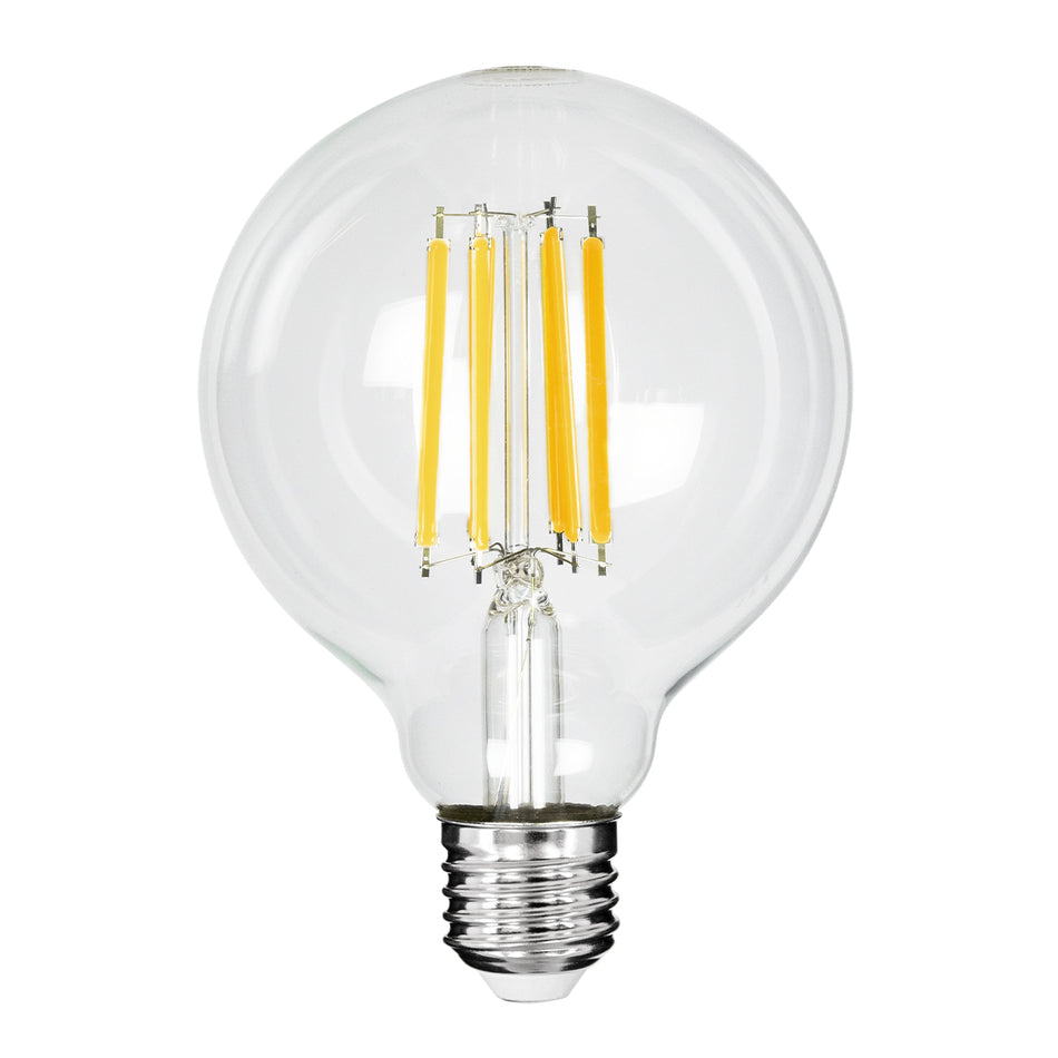 GLOBOSTAR® BUBBLE 99088 Λάμπα E27 G95 LED 7W 1470lm 360° AC 220-240V IP20 Θερμό Λευκό 2700K - Long Filament Chip - Διάφανο - Μ9.5 x Π9.5 x Υ13.8cm - 3 Χρόνια Εγγύηση