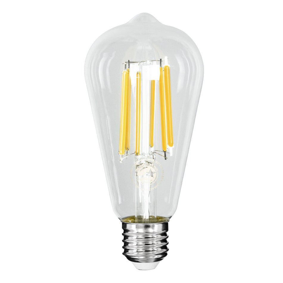 GLOBOSTAR® PEAR 99090 Λάμπα E27 ST64 LED 7W 1470lm 360° AC 220-240V IP20 Θερμό Λευκό 2700K - Long Filament Chip - Διάφανο - Μ6.4 x Π6.4 x Υ14.5cm - 3 Χρόνια Εγγύηση
