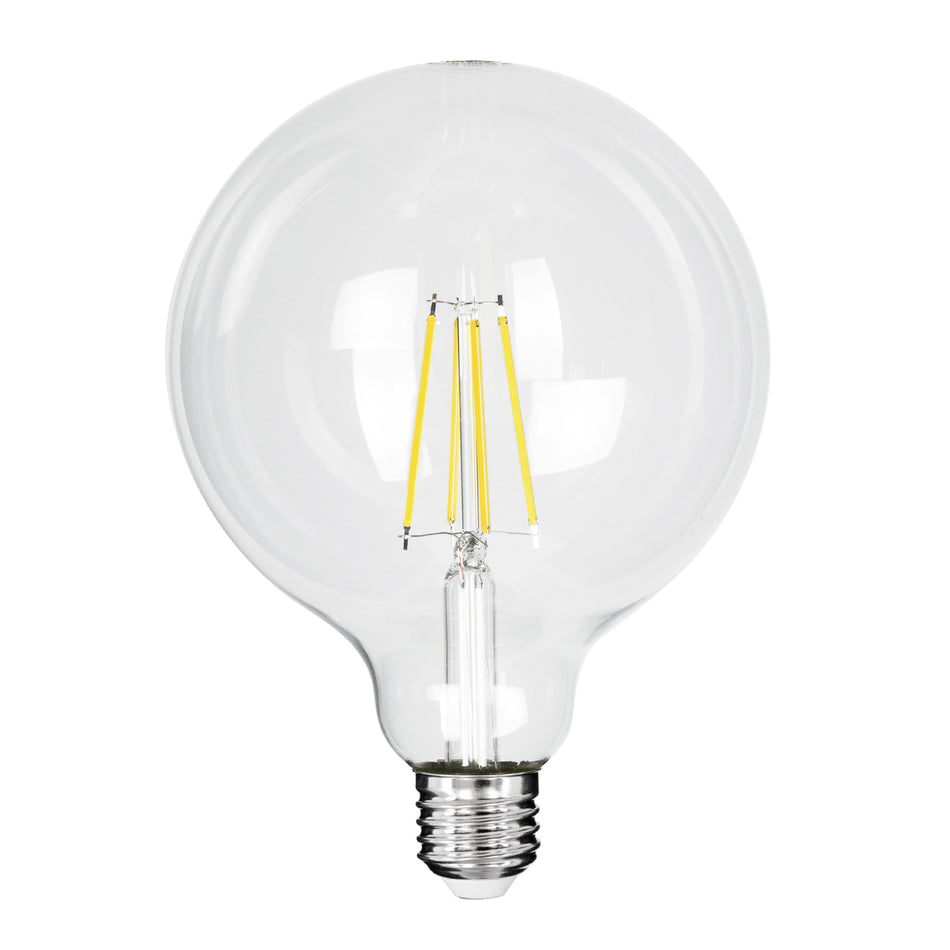 GLOBOSTAR® BUBBLE 99093 Λάμπα E27 G125 LED 4W 840lm 360° AC 220-240V IP20 Φυσικό Λευκό 4500K - Long Filament Chip - Διάφανο - Μ12.5 x Π12.5 x Υ13.8cm - 3 Χρόνια Εγγύηση