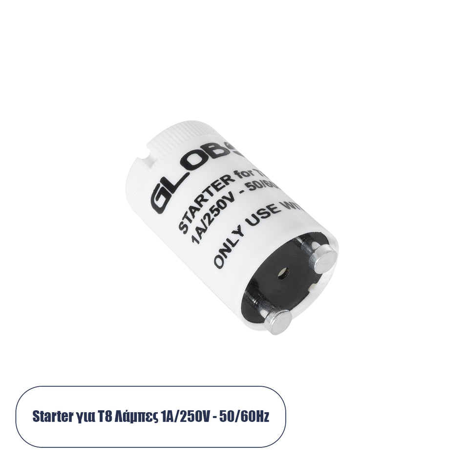 T8STARTER 99099 Starter για Λάμπες T8 G13 Τύπου Φθορίου Max 1A  IP20 - Μ2 x Π2 x Υ3.8cm