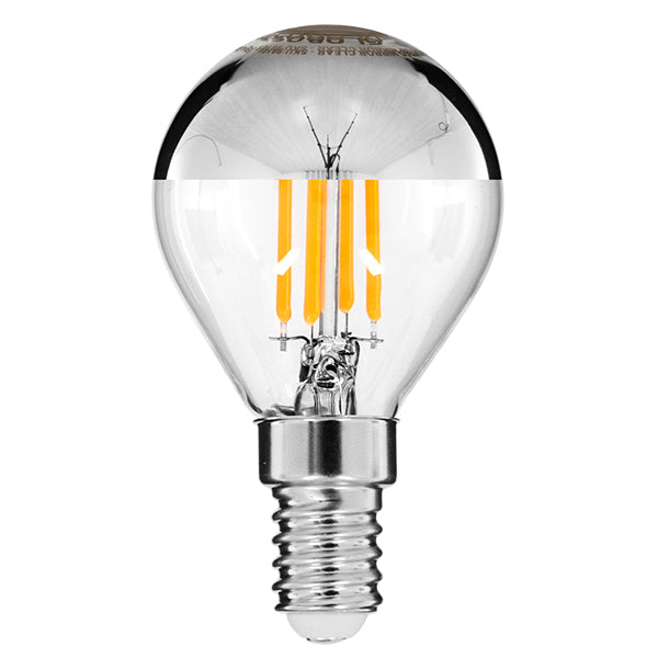 GLOBOSTAR® SPHERE 99101 Λάμπα E14 G45 LED 4W 440lm 320° AC 220-240V IP20 Θερμό Λευκό 2700K Dimmable - Filament Chip - Διάφανο με Ανεστραμμένο Καθρέπτη Νίκελ Χρώμιο - Μ4.5 x Π4.5 x Υ8.1cm - 3 Χρόνια Εγγύηση