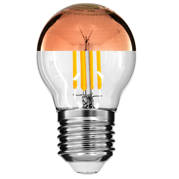 GLOBOSTAR® SPHERE 99110 Λάμπα E27 G45 LED 4W 420lm 320° AC 220-240V IP20 Ultra Θερμό Λευκό 2200K Dimmable - Filament Chip - Διάφανο με Χάλκινο Ανεστραμμένο Καθρέπτη - Μ4.5 x Π4.5 x Υ7.7cm - 3 Χρόνια Εγγύηση