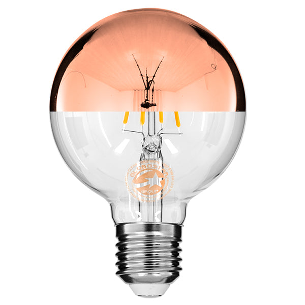 GLOBOSTAR® BUBBLE 99112 Λάμπα E27 G80 LED 4W 400lm 320° AC 220-240V IP20 Ultra Θερμό Λευκό 2200K Dimmable - Filament Chip - Διάφανο με Χάλκινο Ανεστραμμένο Καθρέπτη - Μ8 x Π8 x Υ12.5cm - 3 Χρόνια Εγγύηση