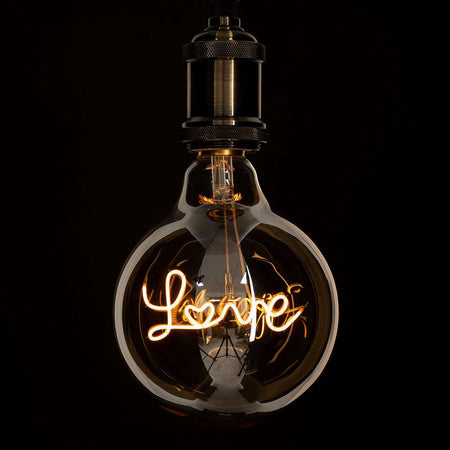 99252 Λάμπα LED Ultra Thin Soft S Spiral Letter Filament E27 G125 LOVE Γλόμπος 2.4W 204lm 360° AC 220-240V IP20 Φ12.5 x Υ18cm Ultra Θερμό Λευκό 2200K με Μελί Γυαλί - Dimmable - 3 Years Warranty