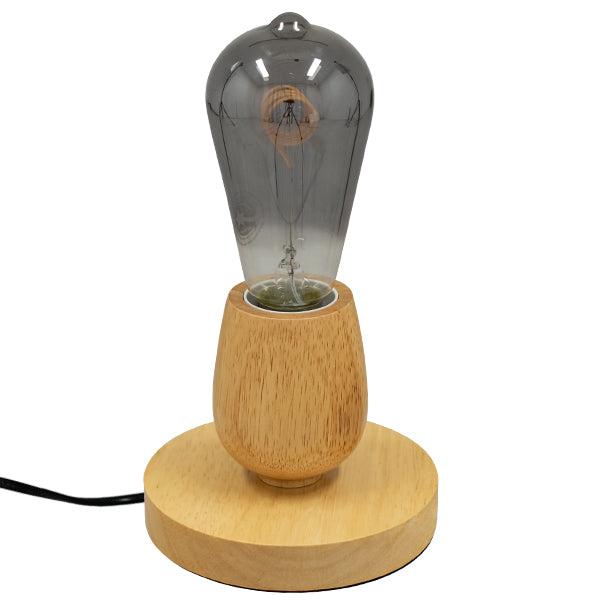 Round 99402 Lampa de masă modernă din lemn de lemn Lampson cu E27 E27 bej rotund - stejar incolor natural cu cablu de 1,8 m și comutator φ12 x y10cm