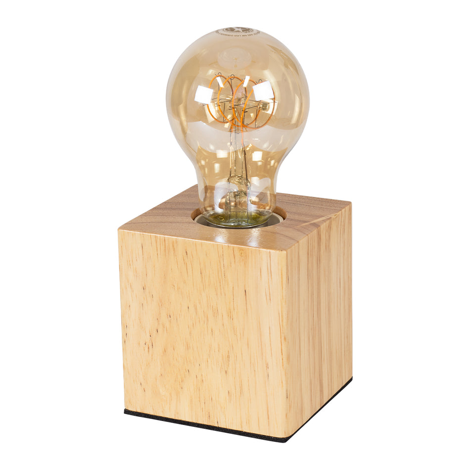 GLOBOSTAR® WOODBOX 99405 Μοντέρνο Επιτραπέζιο Φωτιστικό Πορτατίφ με Ντουί 1 x E27 AC 220-240V IP20 - Μπεζ - Μ7.6 x Π7.6 x Υ8.2cm