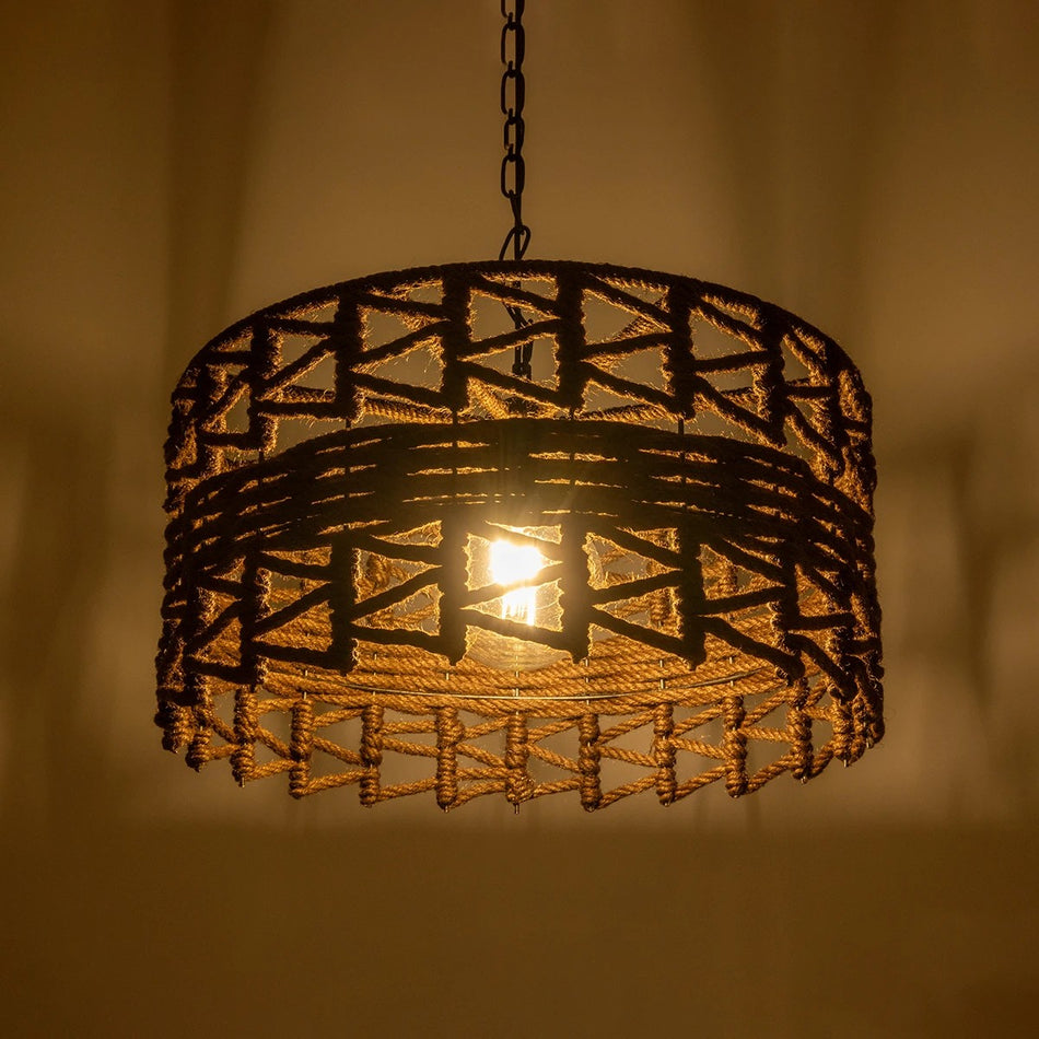 VERA 999-0069 Boho Κρεμαστό Φωτιστικό Οροφής με Ντουί 1 x E27 AC 220-240V IP20 - Καφέ - Μ50 x Π50 x Υ25cm