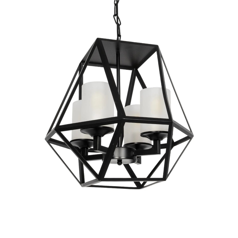 DASTAR 999-0091 Vintage Κρεμαστό Φωτιστικό Οροφής με Ντουί 4 x E27 AC 220-240V IP20 - Μαύρο & Λευκό - Μ42 x Π42 x Υ43cm