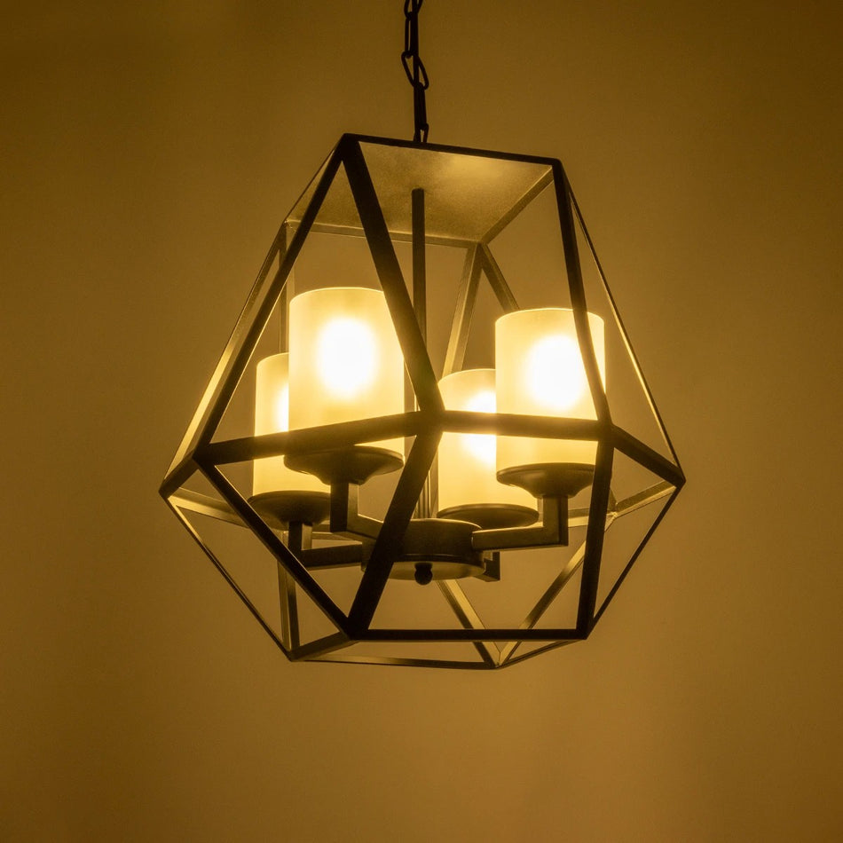 DASTAR 999-0091 Vintage Κρεμαστό Φωτιστικό Οροφής με Ντουί 4 x E27 AC 220-240V IP20 - Μαύρο & Λευκό - Μ42 x Π42 x Υ43cm