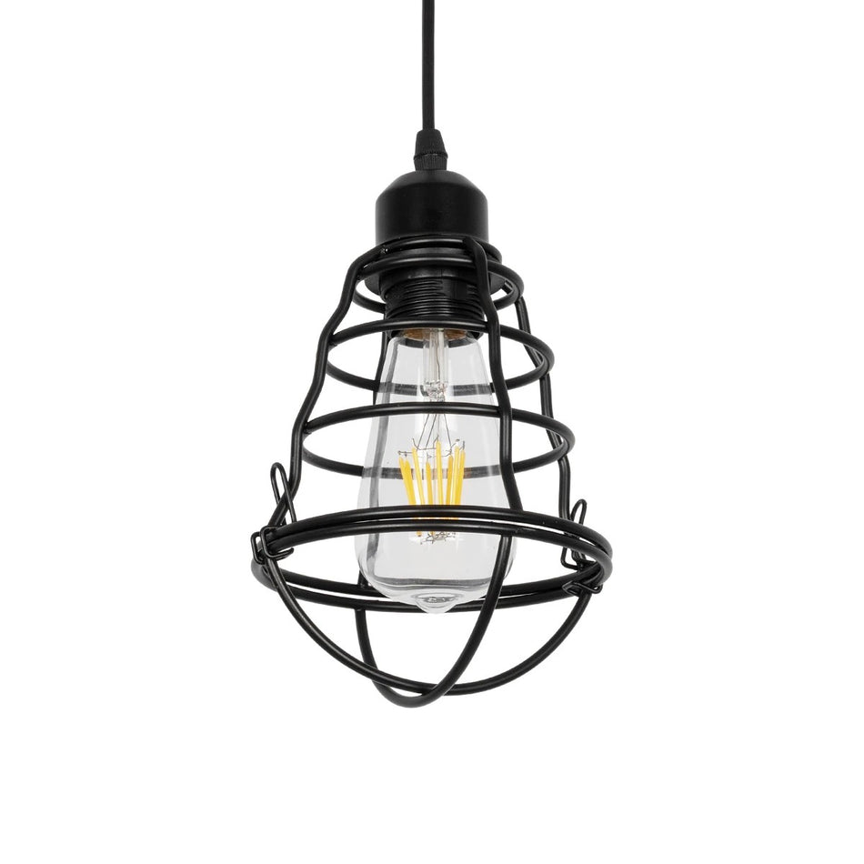 ALDO 999-0096 Vintage Κρεμαστό Φωτιστικό Οροφής με Ντουί 1 x E27 AC 220-240V IP20 - Μαύρο - Μ15 x Π15 x Υ24cm