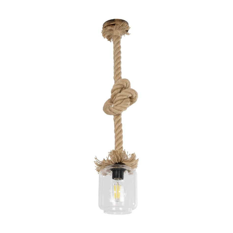 JAM 999-0116 Vintage Κρεμαστό Φωτιστικό Οροφής με Ντουί 1 x E27 AC 220-240V IP20 - Διάφανο & Μπεζ - Μ13 x Π13 x Υ125cm