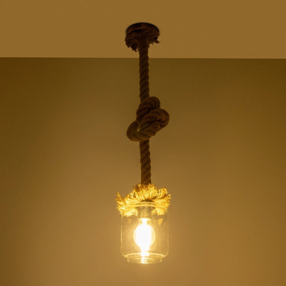 JAM 999-0116 Vintage Κρεμαστό Φωτιστικό Οροφής με Ντουί 1 x E27 AC 220-240V IP20 - Διάφανο & Μπεζ - Μ13 x Π13 x Υ125cm