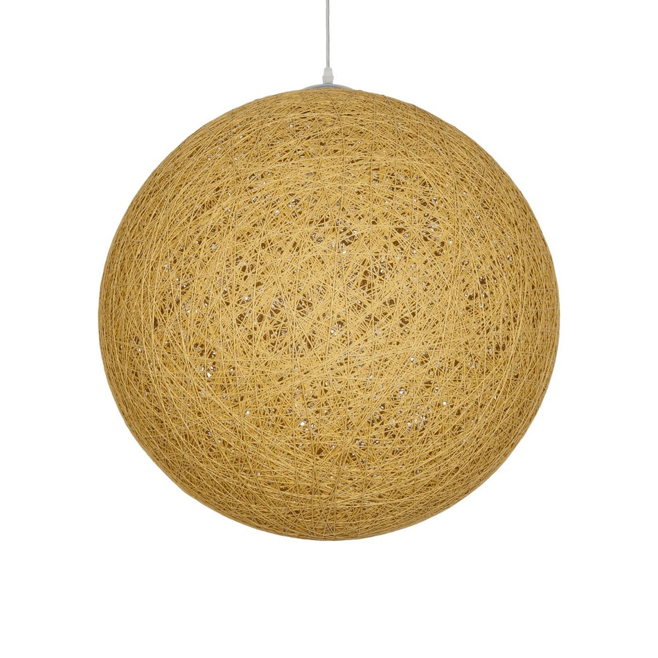 OCEANA 999-0155 Boho Κρεμαστό Φωτιστικό Οροφής με Ντουί 1 x E27 AC 220-240V IP20 - Μπεζ & Χρυσό - Μ60 x Π60 x Υ60cm