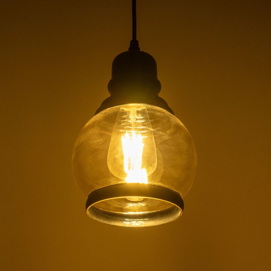 OLIVER 999-0186 Vintage Κρεμαστό Φωτιστικό Οροφής με Ντουί 1 x E27 AC 220-240V IP20 - Μελί & Μαύρο - Μ16 x Π16 x Υ25cm