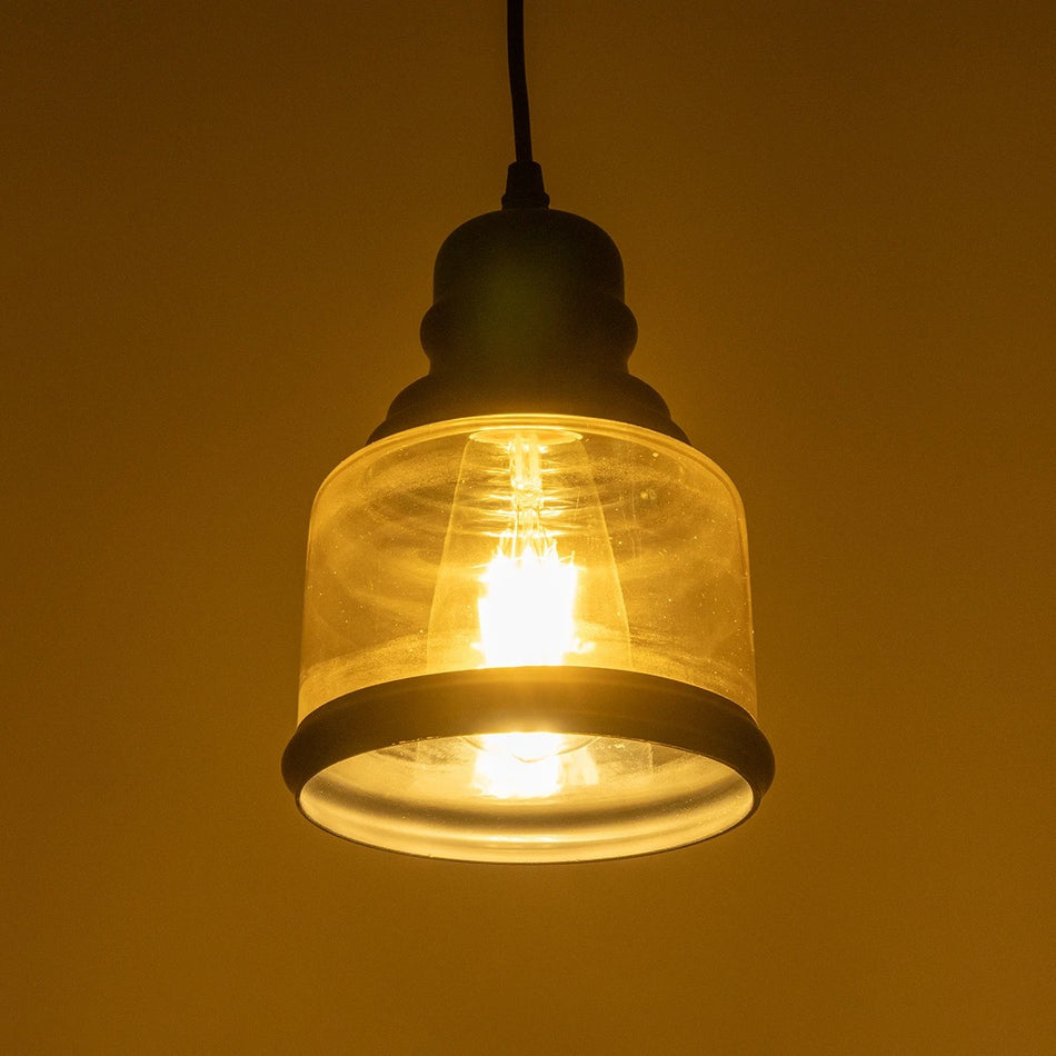 OLIVER 999-0187 Vintage Κρεμαστό Φωτιστικό Οροφής με Ντουί 1 x E27 AC 220-240V IP20 - Μελί & Μαύρο - Μ15 x Π15 x Υ21.5cm