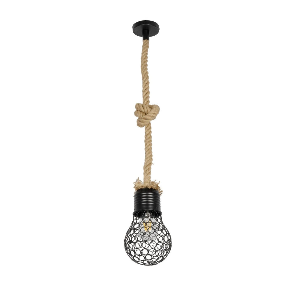 URBAN 999-0191 Vintage Κρεμαστό Φωτιστικό Οροφής με Ντουί 1 x E27 AC 220-240V IP20 - Μαύρο & Μπεζ - Μ15 x Π15 x Υ80cm