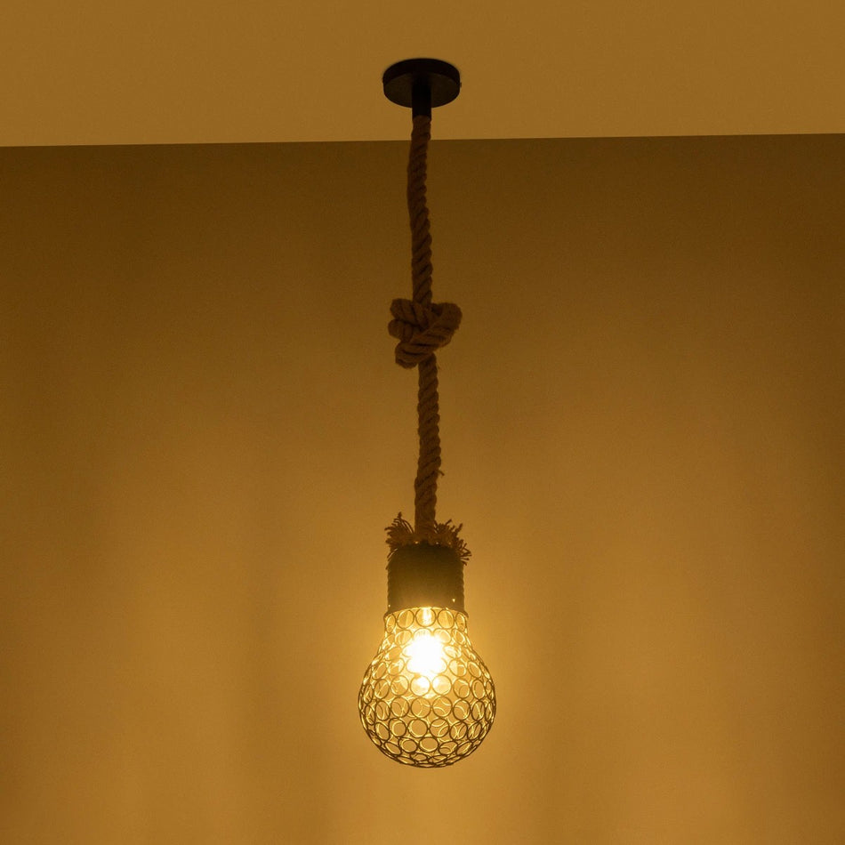 URBAN 999-0191 Vintage Κρεμαστό Φωτιστικό Οροφής με Ντουί 1 x E27 AC 220-240V IP20 - Μαύρο & Μπεζ - Μ15 x Π15 x Υ80cm