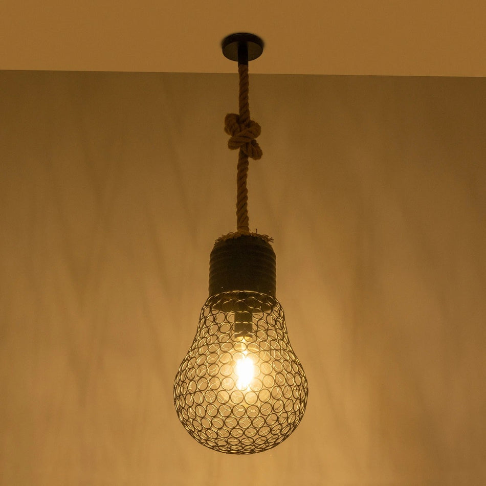 URBAN 999-0192 Vintage Κρεμαστό Φωτιστικό Οροφής με Ντουί 1 x E27 AC 220-240V IP20 - Μαύρο & Μπεζ - Μ28 x Π28 x Υ80cm