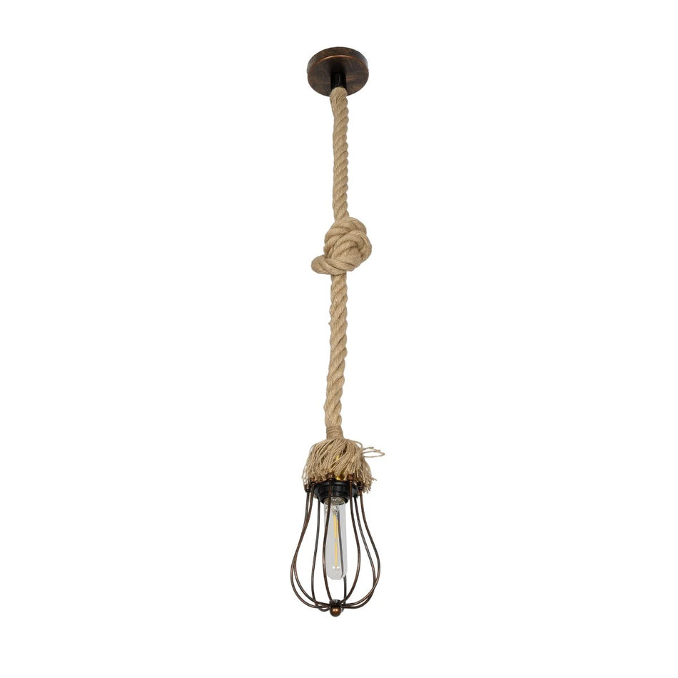 CAMBER 999-0200 Vintage Κρεμαστό Φωτιστικό Οροφής με Ντουί 1 x E27 AC 220-240V IP20 - Χάλκινο & Μπεζ - Μ12 x Π12 x Υ80cm