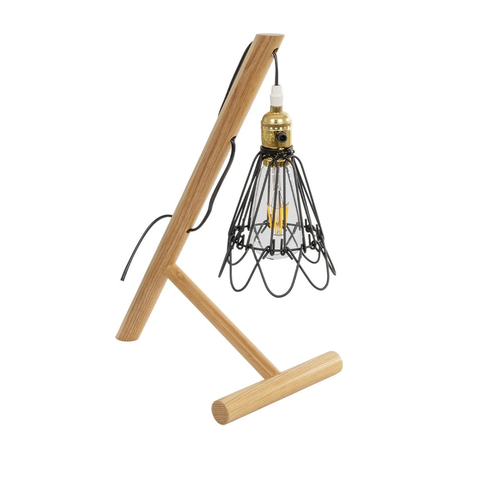 GLOBOSTAR® ELMA 999-0239 Μοντέρνο Επιτραπέζιο Φωτιστικό Πορτατίφ με Ντουί 1 x E27 AC 220-240V IP20 - Μπεζ & Μαύρο - Μ35 x Π20 x Υ43cm